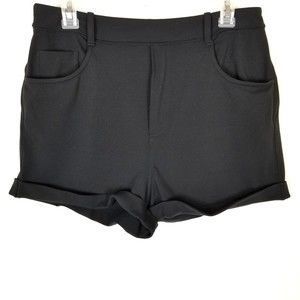 Lululemon Women Rolled Up Pull On Shorts Black Elastic Waist 8